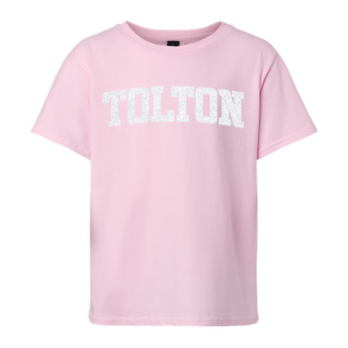 Tolton Pink Glitter White Bling Youth T-Shirt