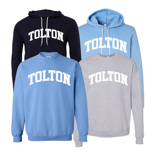 Tolton Crewneck and Hoodie With White Imprint