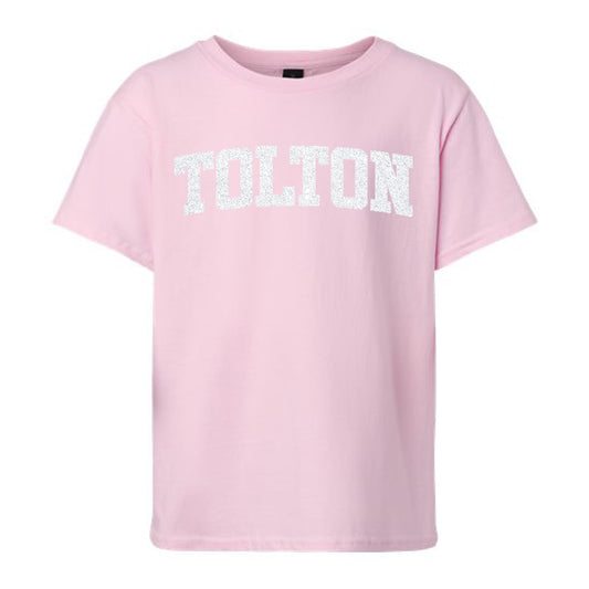Tolton Pink Glitter White Bling Youth T-Shirt